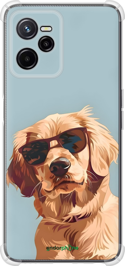 Силикон с усиленными углами чехол Пес в очках для Realme C35 - 6381sp-4235 изображение 