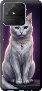 TPU чехол Mystic White Cat Gothic Dark Purple Gold для Realme Narzo 50A - 6805b-2514 изображение 