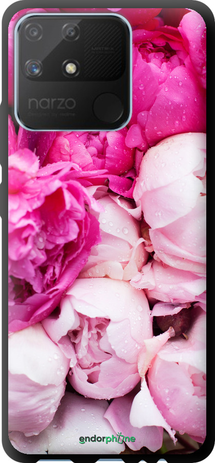 

Custodia in TPU nero Peonie rosa" for Realme Narzo 50A"