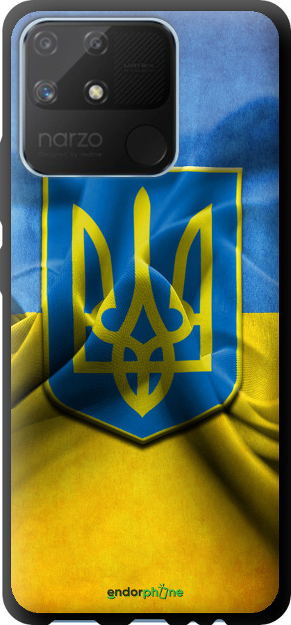 

TPU чорний чохол "Прапор та герб України" для Realme Narzo 50A, Блакитний