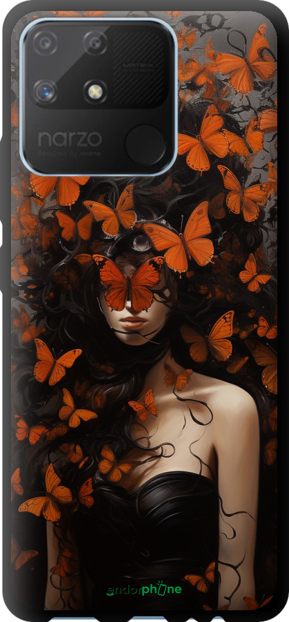 TPU чехол Дівчина з помаранчевими метеликами для Realme Narzo 50A - 5941b-2514 изображение 
