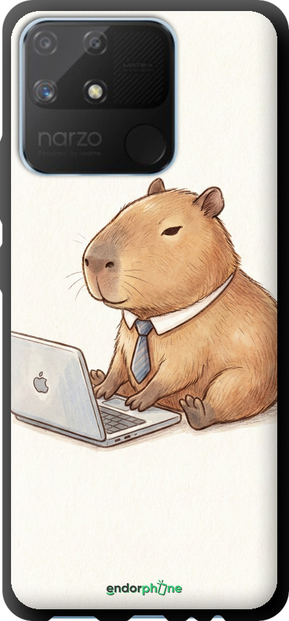 TPU чехол Funny Capybara CEO Working для Realme Narzo 50A - 6777b-2514 изображение 