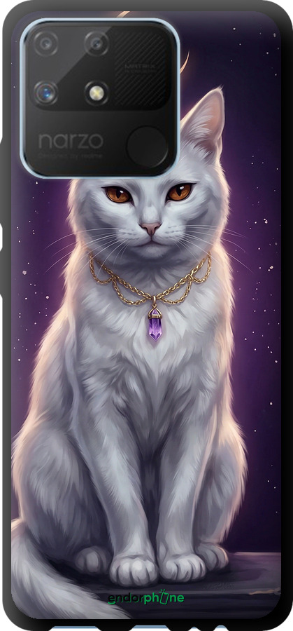 TPU чехол Mystic White Cat Gothic Dark Purple Gold для Realme Narzo 50A - 6805b-2514 изображение 