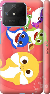 3D пластиковый матовый чехол Бейби Шаркс для Realme Narzo 50A - 6305m-2514 изображение 