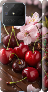 3D пластиковый матовый чехол Вишня в шоколаде для Realme Narzo 50A - 6698m-2514 изображение 