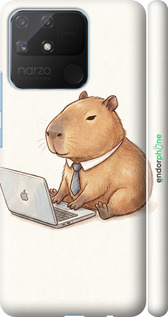 3D пластиковый матовый чехол Funny Capybara CEO Working для Realme Narzo 50A - 6777m-2514 изображение 