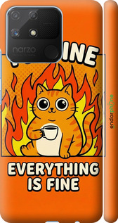 3D пластиковый матовый чехол Funny Cat для Realme Narzo 50A - 6786m-2514 изображение 