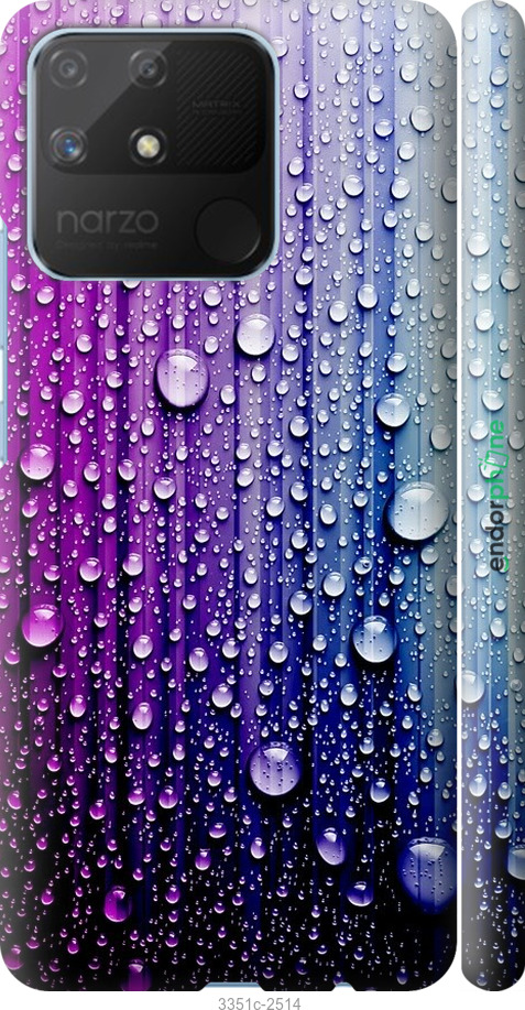 

3D пластиковий матовий чохол "Краплини води" для Realme Narzo 50A, Синій