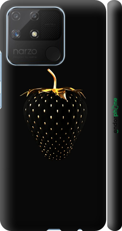 

3D пластиковий матовий чохол "Чорна полуниця" для Realme Narzo 50A, Чорний