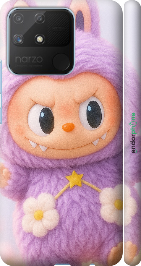 3D пластиковий матовий чехол Лабубу для Realme Narzo 50A - 6708m-2514 изображение 