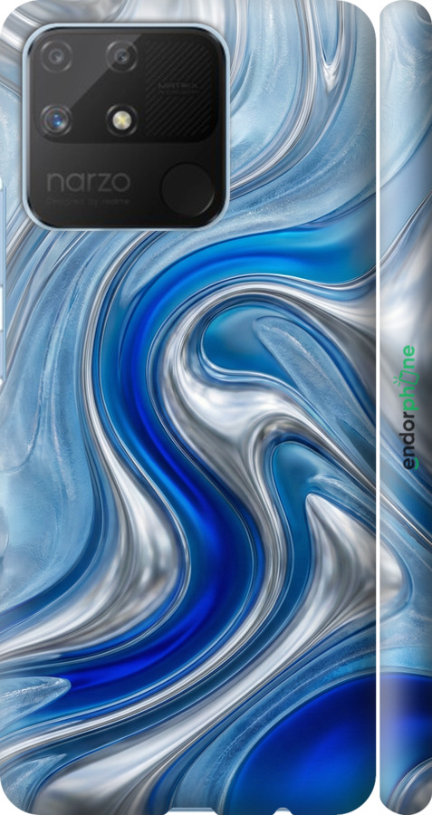 3D пластиковый матовый чехол Liquid Chrome для Realme Narzo 50A - 6781m-2514 изображение 