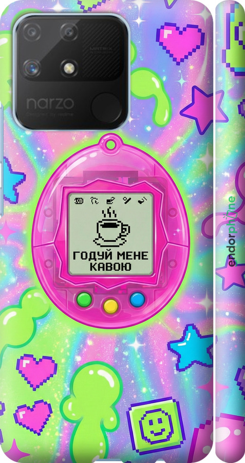3D пластиковый матовый чехол Y2K Aesthetic Retro Pet: Годуй мене кавою для Realme Narzo 50A - 6784m-2514 изображение 