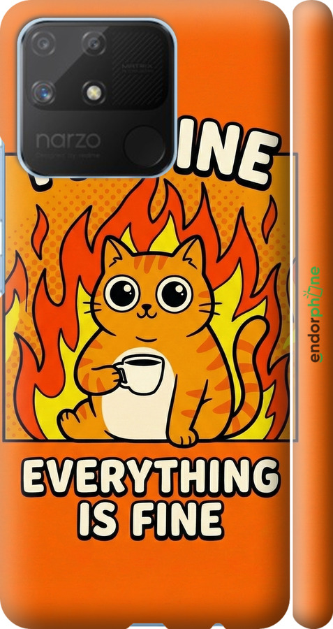 3D пластиковый матовый чехол Funny Cat для Realme Narzo 50A - 6786m-2514 изображение 