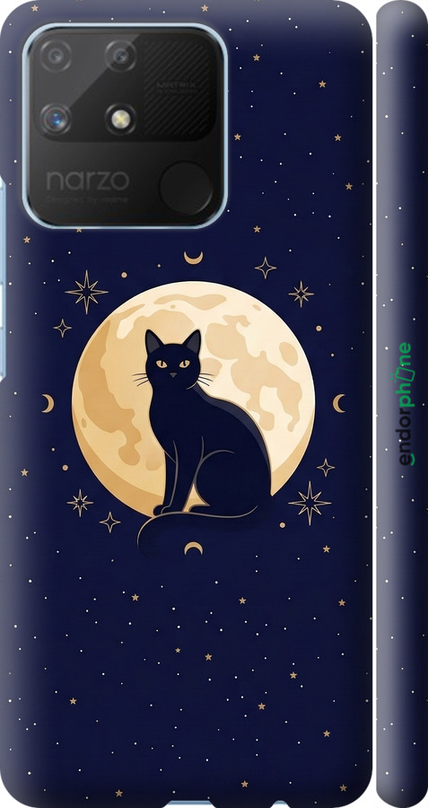 3D пластиковый матовый чехол Cute Cat Celestial/Witchy для Realme Narzo 50A - 6787m-2514 изображение 