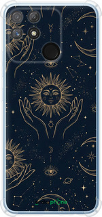 Силикон с усиленными углами чехол Celestial Harmony: Sun & Moon Gold Mystic Pattern для Realme Narzo 50A - 6778sp-2514 изображение 