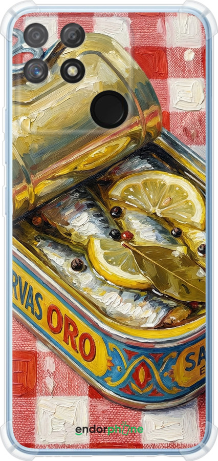 Силикон с усиленными углами чехол Vintage Sardine Tin Phone для Realme Narzo 50A - 6772sp-2514 изображение 