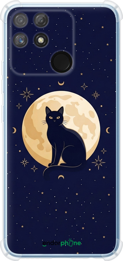 Силикон с усиленными углами чехол Cute Cat Celestial/Witchy для Realme Narzo 50A - 6787sp-2514 изображение 