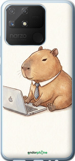 2D пластиковый чехол Funny Capybara CEO Working для Realme Narzo 50A - 6777t-2514 изображение 