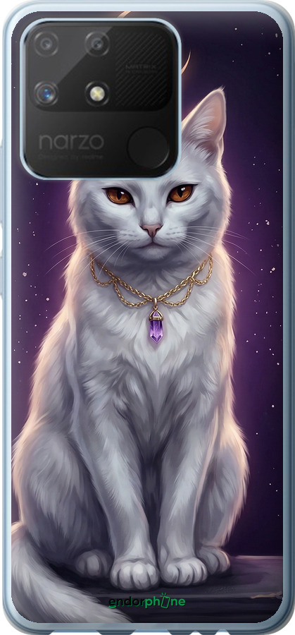 Силіконовий чехол Mystic White Cat Gothic Dark Purple Gold для Realme Narzo 50A - 6805u-2514 изображение 