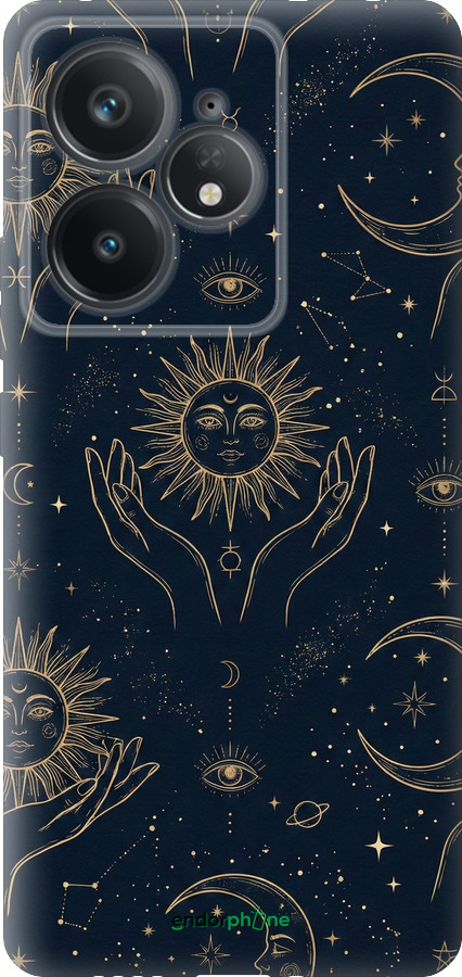 Силиконовый чехол Celestial Harmony: Sun & Moon Gold Mystic Pattern для Realme Neo7 - 6778u-3946 изображение 