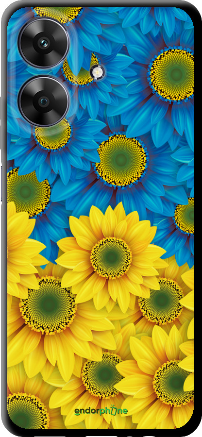 TPU чехол Жёлто-голубые цветы для Realme Narzo N61 - 1048b-3974 изображение 