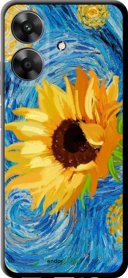 TPU чехол Цветы желто-голубые для Realme Narzo N61 - 5308b-3974 изображение 