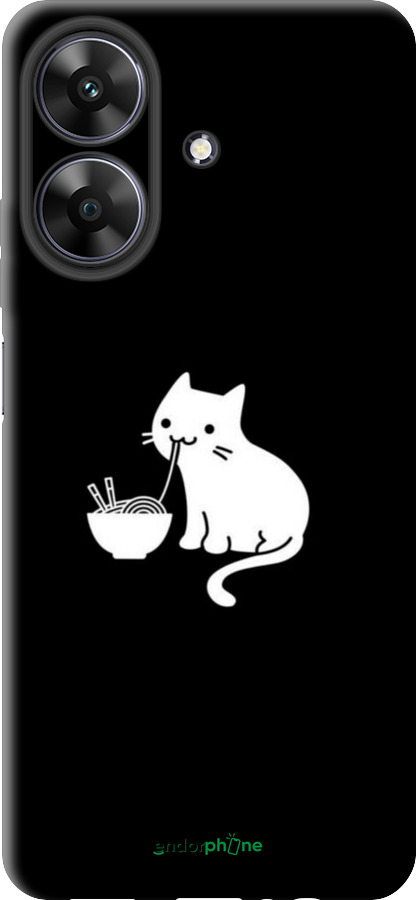 TPU чехол С милым котом на черном фоне для Realme Narzo N61 - 6528b-3974 изображение 