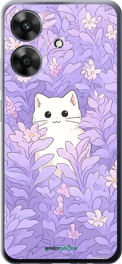 Силиконовый чехол Котик в цветах для Realme Note 60 - 6390u-3761 изображение 