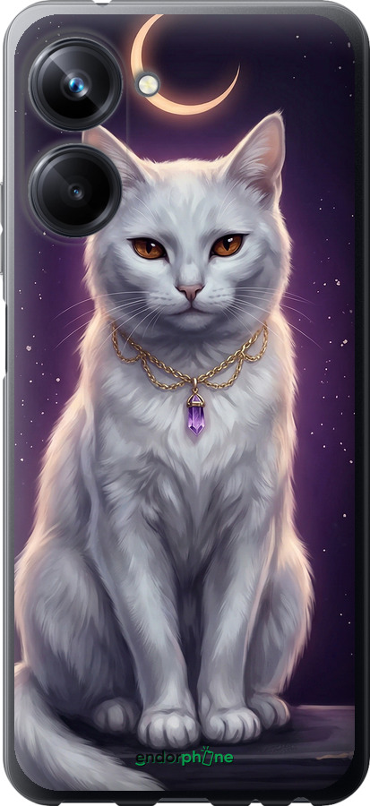 Силиконовый чехол Mystic White Cat Gothic Dark Purple Gold для Realme 10 Pro - 6805u-2945 изображение 