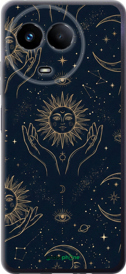 Силіконовий чехол Celestial Harmony: Sun & Moon Gold Mystic Pattern для Realme Realme 11 5G - 6778u-3175 изображение 