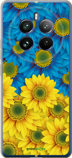 Силиконовый чехол Жёлто-голубые цветы для Realme Realme 12 Pro - 1048u-3649 изображение 