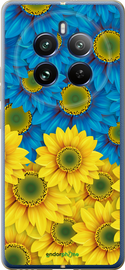 Силиконовый чехол Жёлто-голубые цветы для Realme Realme 12 Pro - 1048u-3649 изображение 