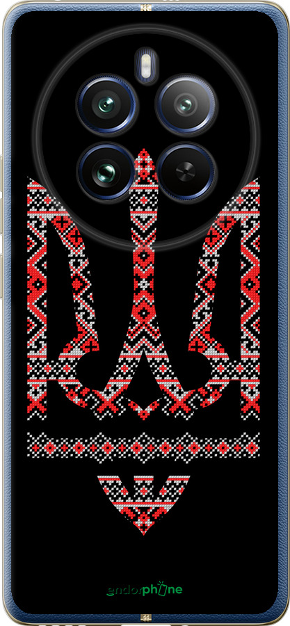 Силиконовый чехол Герб - вышиванка на черном фоне для Realme Realme 12 Pro - 1196u-3649 изображение 
