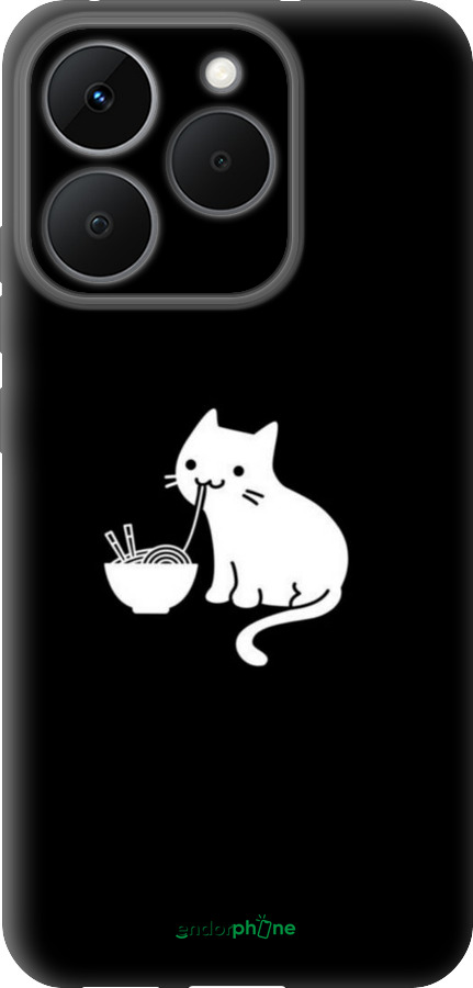 Силиконовый чехол С милым котом на черном фоне для Realme 15T 5G - 6528u-4159 изображение 