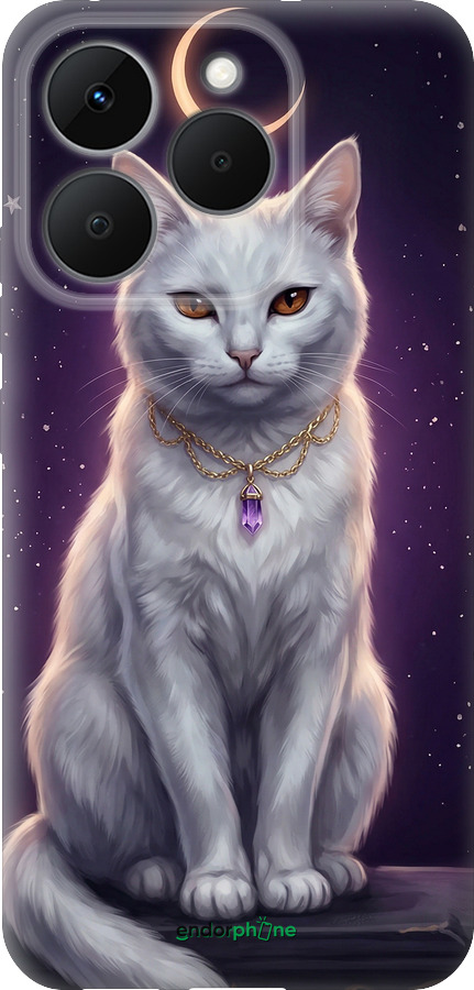Силіконовий чехол Mystic White Cat Gothic Dark Purple Gold для Realme 15T 5G - 6805u-4159 изображение 