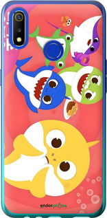 Силиконовый чехол Бейби Шаркс для Realme 3 - 6305u-1869 изображение 