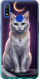 Силиконовый чехол Mystic White Cat Gothic Dark Purple Gold для Realme 3 - 6805u-1869 изображение 