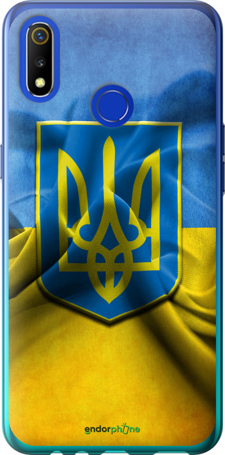 

Силіконовий чохол "Прапор та герб України" для Realme 3, Блакитний