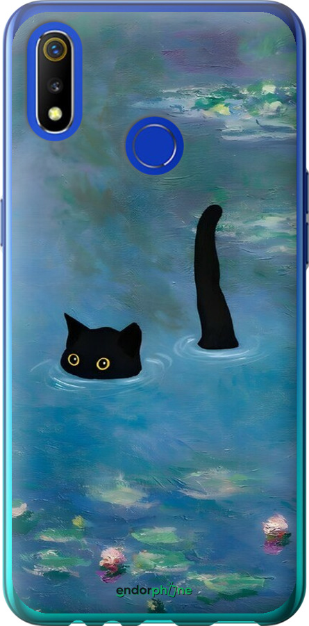 Силиконовый чехол С изображением кота и водяной лилии Monet для Realme 3 - 6519u-1869 изображение 