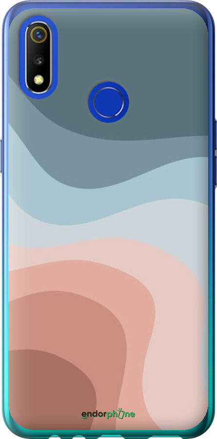 Силіконовий чехол З синіми та рожевими хвилями в стилі ретро для Realme 3 - 6532u-1869 изображение 
