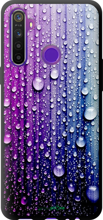 

TPU чорний чохол "Краплини води" для Realme 5, Синій