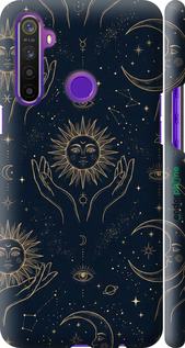 3D пластиковый матовый чехол 'Celestial Harmony: Sun & Moon Gold Mystic Pattern' для Realme 5 изображение 11