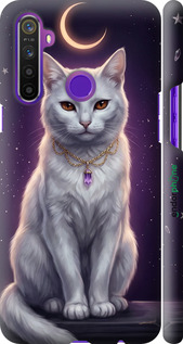 3D пластиковый матовый чехол Mystic White Cat Gothic Dark Purple Gold для Realme 6i - 6805m-2059 изображение 