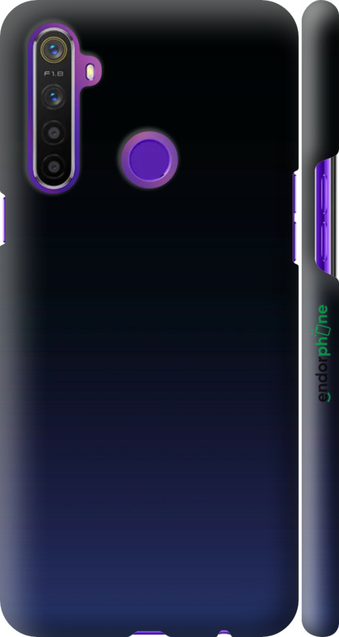 3D пластиковий матовий чехол Градієнт у темно-синьому стилі для Realme 5 - 6542m-1862 изображение 