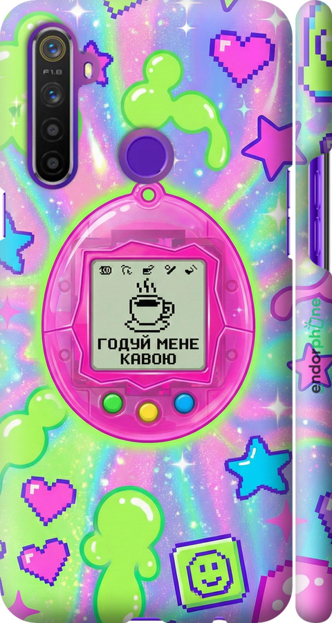 3D пластиковый матовый чехол Y2K Aesthetic Retro Pet: Годуй мене кавою для Realme 5 - 6784m-1862 изображение 