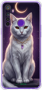 Силикон с усиленными углами чехол Mystic White Cat Gothic Dark Purple Gold для Realme 5 - 6805sp-1862 изображение 