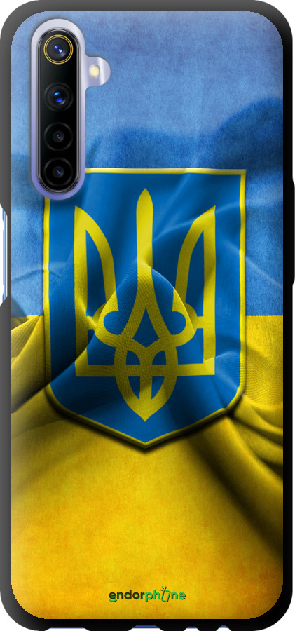 

TPU чорний чохол "Прапор та герб України" для Realme 6, Блакитний