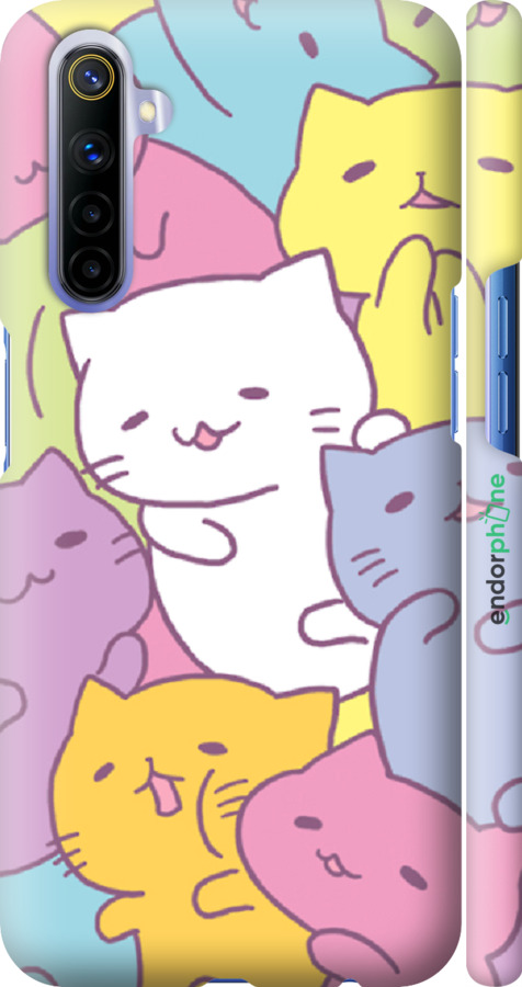

3D пластиковий матовий чохол "Кошенята " для Realme 6, Білий