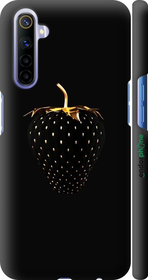 

3D пластиковий матовий чохол "Чорна полуниця" для Realme 6, Чорний