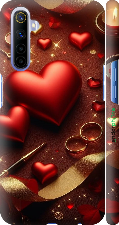 3D пластиковий матовий чехол Сердечки v3 для Realme 6 - 5833m-1913 изображение 